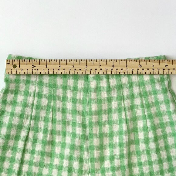 Zara Gingham Checkerboard Wide Leg Trouser Dress Pants Green White Dopamine Boho - Picture 11 of 16